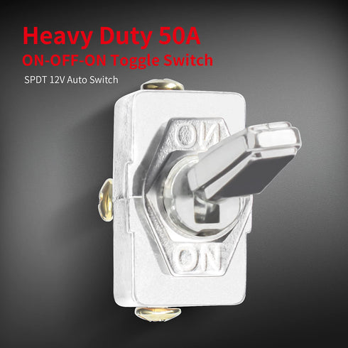 DaierTek ON-Off-ON 3 Position Toggle Switch 50 Amp 12V Heavy Duty 3 Way Toggle Switch SPDT 3 Pin 12 Volt for Automotive Car -2pcs...