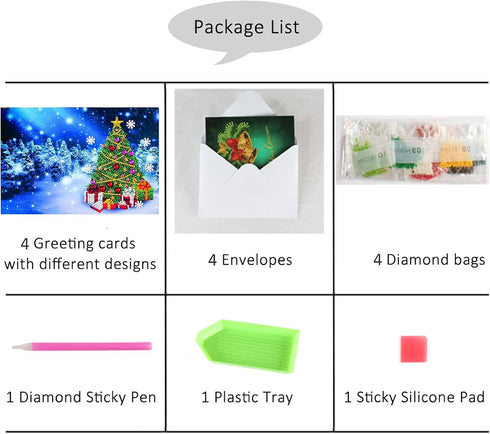 DIY 5D Diamond Painting Christmas Cards 4 Pcs, Round Drill Greeting Cards Creative, Handmade Merry Christmas Card Gifts for Family Friends and Lov...