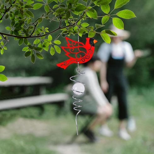18" Wind Spinner Outdoor Hanging Metal Figurine Spinner for Garden Décor Ornament Lawn Yard Patio,Cardinal...