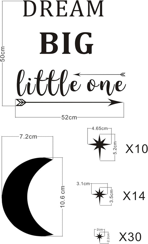 Dream Big Little One Wall Decal, Wall Sticker Quote, Nursery Wall Decal, Removable Vinyl Stickers for Children Baby Kids Boy Girl Bedroom A24 (Whi...