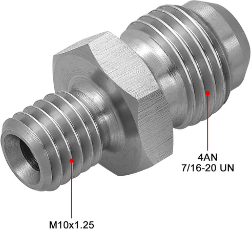 EVIL ENERGY 4AN Male Flare to M10 x 1.25 Male Metric Thread Brake Fitting Stainless Steel Adapter...