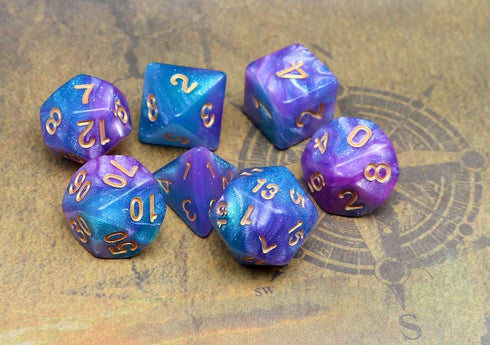 DND Dice Set Lake Blue & Purple Polyhedral RPG Dice for Dungeon and Dragons D&D Role Playing Games Table Games Glitter Dice...
