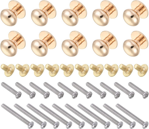 Mini Drawer Pulls (10mm/0.39") 10Pcs, Zinc Alloy Mini Round Head Knobs Pull Handle with Screws - for Home Cabinet Drawer Handle, Light Gold...