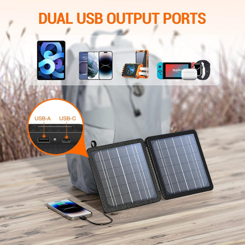 GOODaaa 10W Portable Solar Charger with Dual USB Outputs Super Handy Foldable Size 24% High Conversion Efficiency Solar Panels, Waterproof & Dustp...