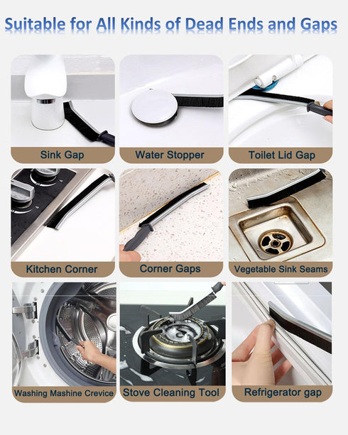 Crevice Cleaning Brush, 3+1Pcs Hard Bristle Gap Cleaning Brush Tool for Tight Spaces, 2024 Dead Corners Multifunctional Cleaner Brush for Househol...