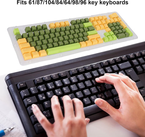 107 Keys Keycaps, Three Color Translucent Characters Arc Layout Mechanical Keyboard Ergonomic Keycaps,for 61/87/104/84/64/98/96 Key Keyboards(dark...