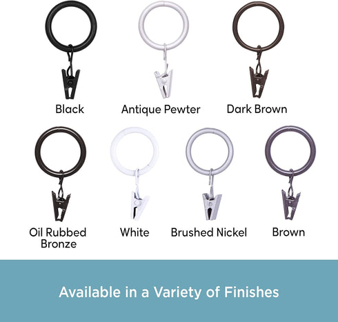 Kenney 5/8 In. To 3/4 In. Clip Curtain Ring, Brown (14-Pack) - 1 Each...