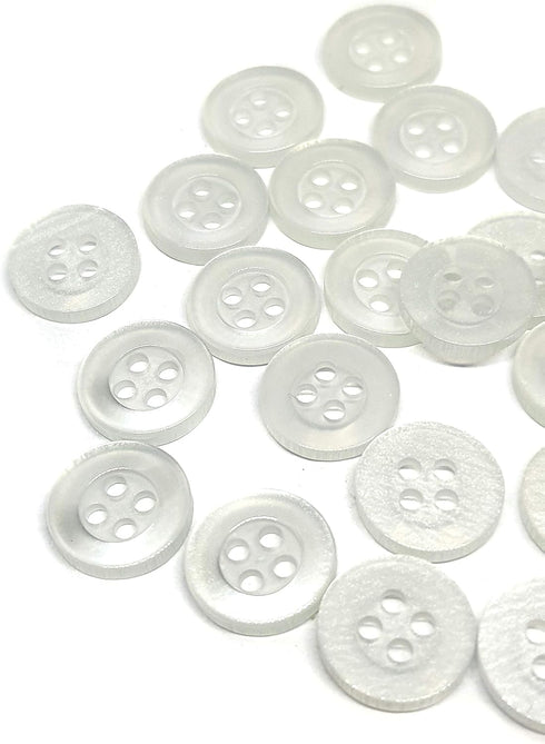 100 pcs Clear White Shirt Buttons 4 Holes Size 11mm...