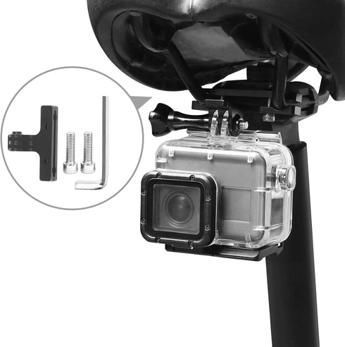 D&F 2Pcs Bicycle Saddle Rail Mount CNC Alloy Bike Camera Mount for All GoPro Hero SJCAM YI Campark Crosstour and Other Action Camera...