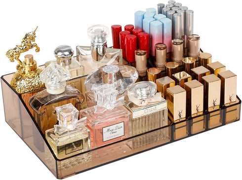 Yesesion Makeup Organizer with 21 Compartments, Large Vanity Storage Box for Lipsticks, Beauty Supplies, Brushes, Skincare Products, Perfume, Eyes...