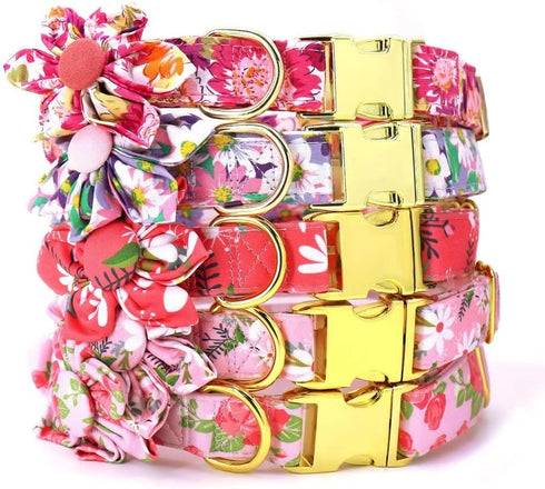 Beirui Cute Girl Dog Collars for Small Medium Large Dogs, Multiple Floral Patterns Female Pet Dog Collars with Flower for Wedding Holiday(M:Neck 1...
