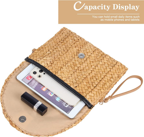 Oweisong Straw Purses for Women Summer Beach Straw s Clutch Purses Crossbody Bag Handmade Women Envelope Handbag Wallet...