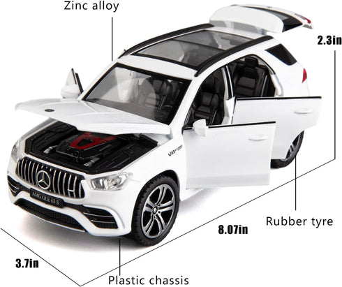 Benz GLE63S AMG Model Car 1/32 Alloy Diecast Pull Back Toy Car with Light and Sound Model Vehicle for Boys Girls Gift(White)...