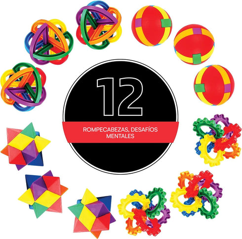 Neliblu Party Favors for Kids, 12 Pack (8.82 x 6.69 x 2.91) Fun Puzzle Balls - Goody Bag Fillers-Treasure Box Prizes for Classroom,Fidget Brain Te...