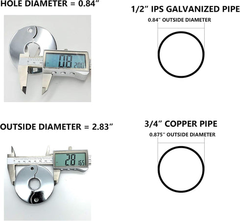Floor and Ceiling Plate Cover Split Flange Replacement and Repair Kit, Fits 1/2 Inch IPS Galvanized Pipe or 3/4 Inch Copper Pipe, Chrome Finish (P...