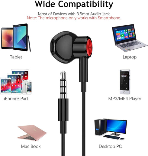ACAGET 3.5mm Wired Headphones for Samsung A14 A23 A15, 3.5mm Earbuds for iPhone 6S Plus 6 5S Noise Cancelling Android Earphones Magnetic Headset w...