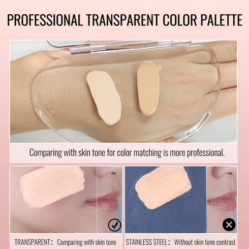 Erinde Handheld Makeup Mixing Palette, Acrylic Transparent Mixing Foundation Tray for Makeup Artist and Beginner, Lipstick Eyeshadow Foundation Co...