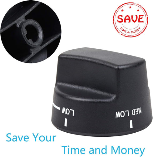 Reyhoar PA010034 Black Top Burner Range Knob Replacement for Viking Ranges VGIC305-4BSS VGIC485-6GSS Replaces PA010034, VKNPA010034