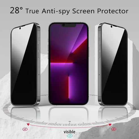 2 Pack Privacy Screen Protector for iPhone 14/13/13 Pro 6.1 inch, Anti Spy Tempered Glass Film Anti-Fingerprint Case Friendly Bubble Free......