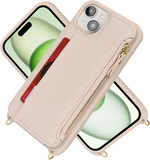 Cavor for iPhone 15 Case with Card Holder,iPhone 15 Wallet Case for Women,iPhone 15 Case Magsafe,Phone Case iPhone 15 Case with Strap,Crossbody an...