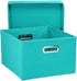 Household Essentials Fabric Storage Boxes with Lids and Handles, Aqua...