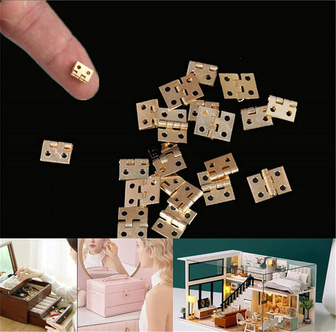 Mini Hinge Clips Dollhouse Furniture Jewelry Wooden Box Cabinet Door Brass Hinges Miniature Accessories Wooden Music Box Wine Case Hinge with Scre...