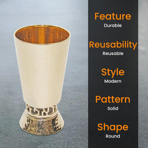 Majestic Giftware Kiddush Cup with Saucer | (KC-CA480N) 6-Inch Premium Quality Nickel Plated Wine Goblet | Perfect for Shabbat, Passover, and Holi...