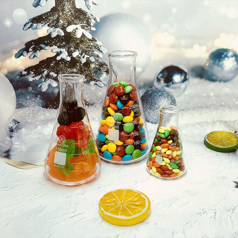 Glass Erlenmeyer Flask Set 50ml 150ml and 250ml, Narrow Mouth Graduated Flasks, 3.3 Borosilicate Glass, Ideal for Laboratory, Classroom or Home Us...