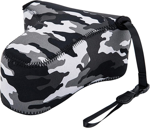 JJC Camouflage Ultra Light Neoprene Camera Case, Compatible with Sony a6600 a6500 a6400 a6300 a6100 a6000 a5100 w/55-210mm Lens, Fuji X-T30 X-T20 ...