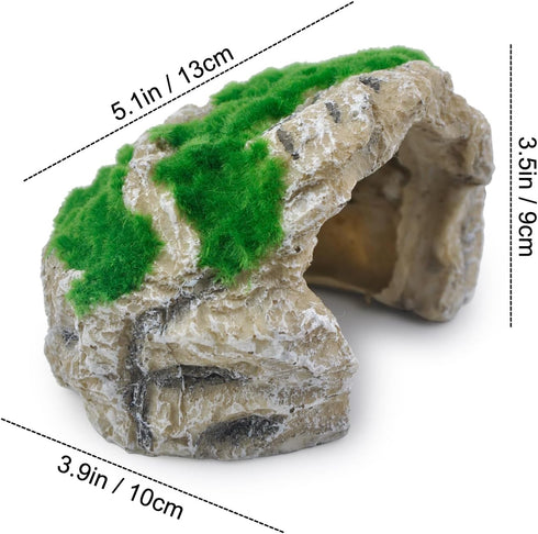 Aquarium Cave Decorations for Small Fish, Betta, Reptile Hide, Resin Ornaments for 5 to 15 Gallon Fish Tank, Reptiles & Amphibians Habitat Decor A...