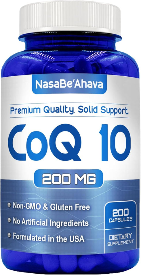 CoQ10 200mg Capsules | Vegan Friendly Coenzyme Q10 200mg from Easy Absorption Ubiquinone Supplement for Skin Heart and Energy Support | Made in Th...