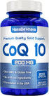 CoQ10 200mg Capsules | Vegan Friendly Coenzyme Q10 200mg from Easy Absorption Ubiquinone Supplement for Skin Heart and Energy Support | Made in Th...