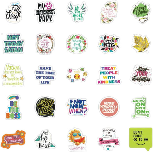 Inspirational Slogan Positive Energy Stickers 100 Pcs Trendy Style Stickers Laptop Stickers Pack Cool Sticker for Pad MacBook Car Snowboard Bicycl...