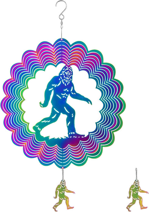 Wind Spinner, Flymer Bigfoot Hanging Wind Spinner for Yard and Garden, 3D Stainless Steel Wind Sculptures & Spinners for Porch Decor...