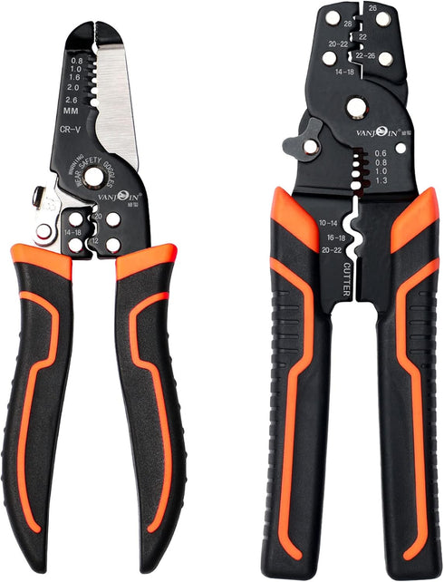 Wire Stripper Crimper Pliers Set for AWG 10-22, 2 PCs Wire Stripping Crimping Tool, Wire Strippers with Wire Cutter for Stripping Solid Wires, Cri...