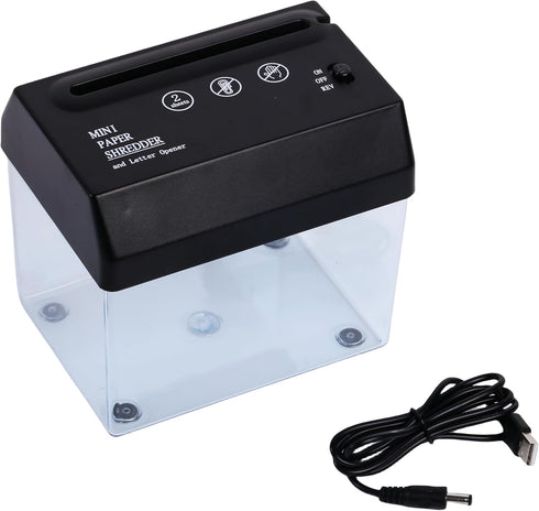Portable Auto Paper Shredder - Mini USB Document Cutter, Strip Cutting Machine for Office Stationery, Black...