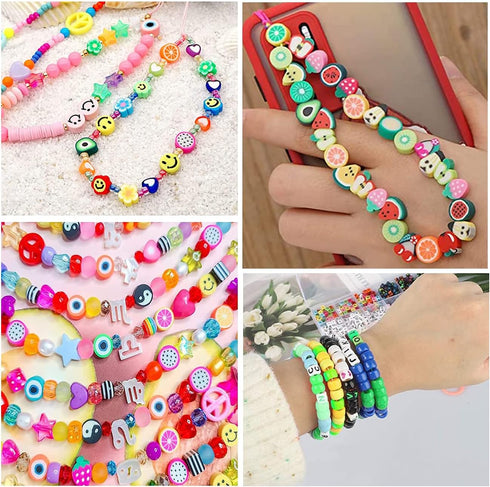AUSTY 1042 Pcs DIY Bracelet Letter Beads Alphabet Beads Kit Bracelet Beads for Jewelry Making with Cord...