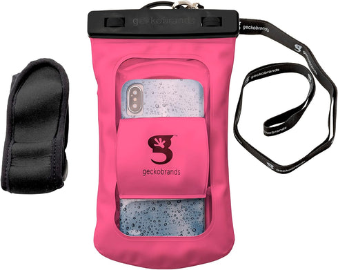 geckobrands Float Phone Dry Bag with Arm Band, Pink - Floating Watertight Dry Bag Phone Pouch, Fits Most iPhone and Samsung Galaxy Models...