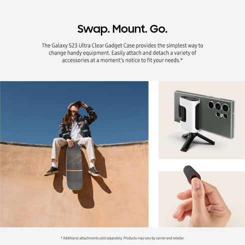 SAMSUNG Galaxy S23+ Plus Clear Gadget Phone Case, Protective Cover w/ Grip, Kickstand, Premium Material, Detachable Mount for Accessories, US Vers...