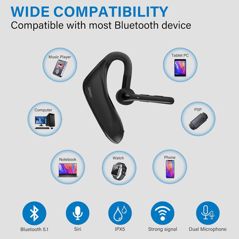 Bluetooth Headset,Dual Microphone Wireless Headset with USB Dongle for Computer, 45H Talking Time,USB-A Compatible to Connect to Your PC Mac - Wor...