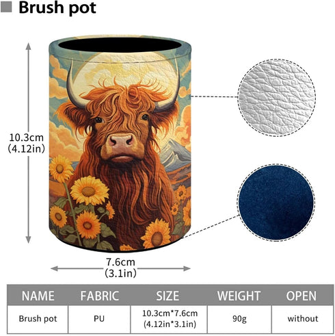Upetstory Highland Cow Pencil Holder for Desk Office Classroom Pen Cup Storage Pouch Makeup Brush Holder Workspace Organization Holiday Gifts...