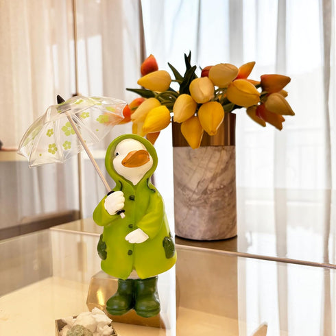 Duck Statue for Holding Umbrella Home Decor Resin Sculptured Hand Painted Figurine Creative Craft Cute Decoration Gift for Kids Womens Decorative ...