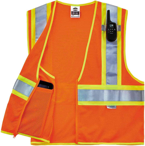 Ergodyne - 21317 GloWear 8230Z ANSI Two-Tone High Visibility Orange Reflective Safety Vest, 2XL/3XL...