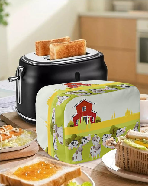 Toaster Dust Cover with Pockets, Farmhouse Cute Cow Soft Washable 2 Slice Toaster Cover, Dust-proof Cover for Small Appliance Cover and Fingerprin...