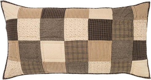 VHC Brands Kettle Grove King Sham 21x37 Primitive Country Patchwork Design, Country Black and Creme...