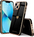 Teageo Compatible with iPhone 13 Case for Women Girl Cute Love-Heart Luxury Bling Plating Soft Back Cover Raised Full Camera Protection Bumper Sil...