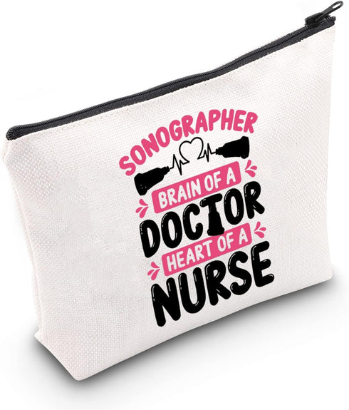CMNIM Sonographer Makeup Bag Radiologist Gifts Sonographer Accessories for Work Pouch Bag for Ultrasound Technician Gifts (Sonographer Brain Makeu...