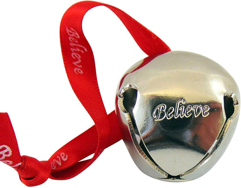 Westmon Works Believe Bell Ornament in Grey for Christmas Tree on Ribbon with Bag...