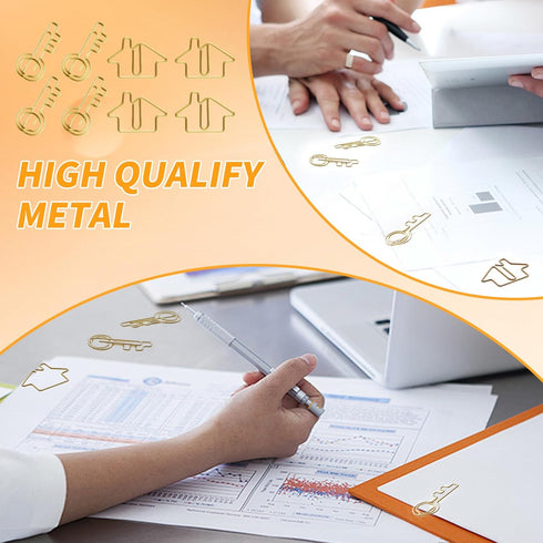 120 Pcs Paper Clips Set, 60 Pcs House Shaped Paper Clips and 60 Pcs Key Shaped Paper Clips for Office, Home, Gifts for Real Estate Agents and Real...