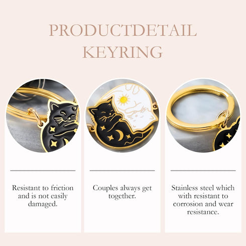 Ouligay 2pcs Couple Matching Cat Keychain Gifts for Boyfriend Girlfriend, Best Friend Graduation Birthday Gifts for Women Friendship, Valentine's ...